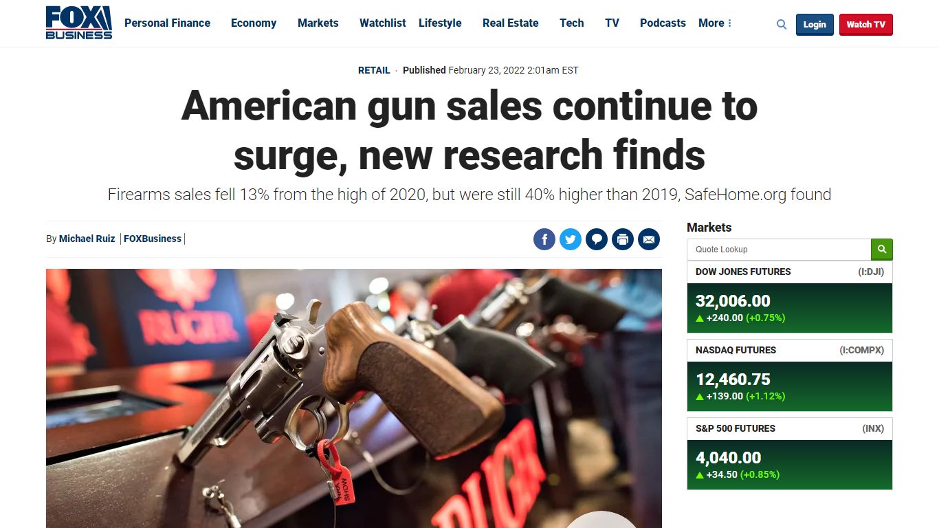 American gun sales continue to surge, new research finds