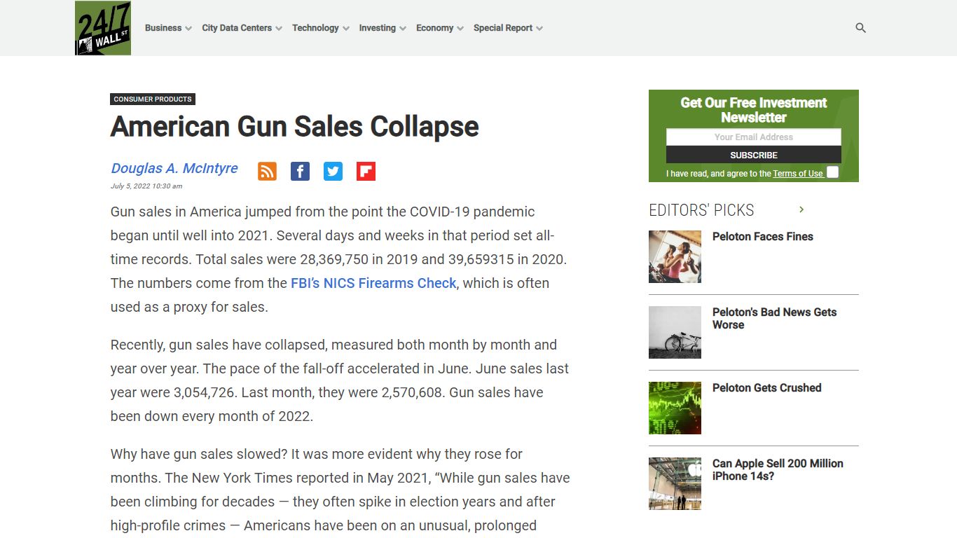 American Gun Sales Collapse – 24/7 Wall St.